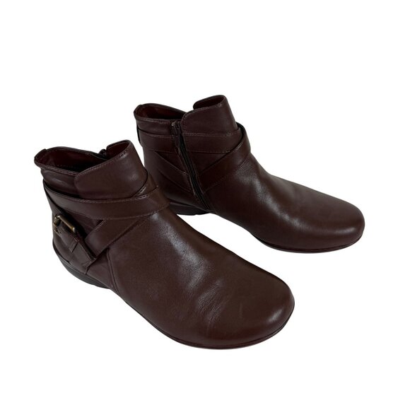 Naturalizer Womens Brown Leather Ankle Booties Size 10W Buckle Accent Comfort - Picture 9 of 14